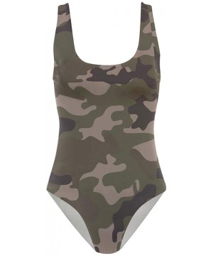 Women's Bathing Suits with Brown Camouflage One Piece Swimsuit Triangle Bikini - C018IUZTUHA $43.84-One-Pieces