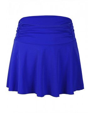 Women's High Waisted Shirred Bikini Bottom Skirt Tummy Control Swimwear - Royal Blue - CT18U6LE8DS $15.03-Bottoms