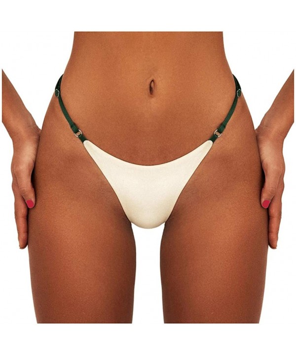 Solid Skimpy Hipster Bikini Swimsuit Bottom Adjustable Swimwear - White - C2193YE8NDA $14.66-Tankinis