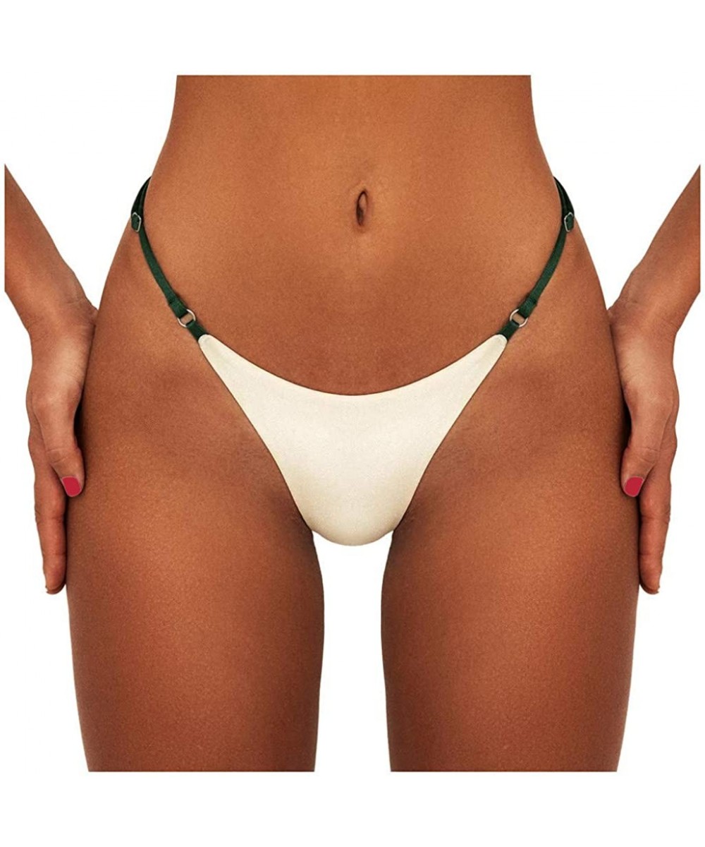 Solid Skimpy Hipster Bikini Swimsuit Bottom Adjustable Swimwear - White - C2193YE8NDA $14.66-Tankinis