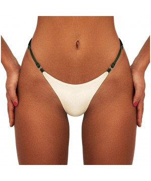 Solid Skimpy Hipster Bikini Swimsuit Bottom Adjustable Swimwear - White - C2193YE8NDA $14.66-Tankinis