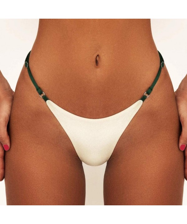 Solid Skimpy Hipster Bikini Swimsuit Bottom Adjustable Swimwear - White - C2193YE8NDA $14.66-Tankinis