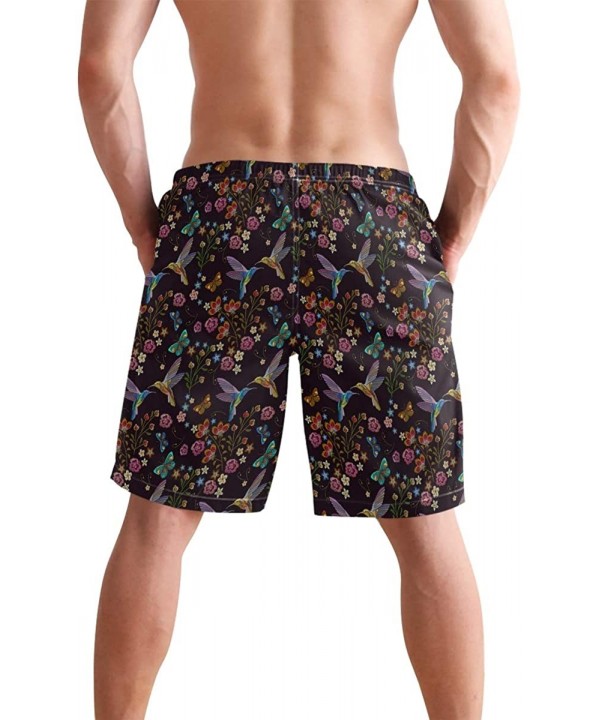 Men's Quick Dry Swim Trunks with Pockets Beach Board Shorts Bathing Suits - Hummingbirds and Tropical Flowers - CU19529NM02 $...