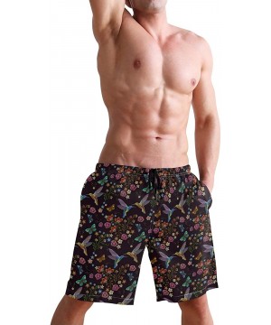 Men's Quick Dry Swim Trunks with Pockets Beach Board Shorts Bathing Suits - Hummingbirds and Tropical Flowers - CU19529NM02 $...