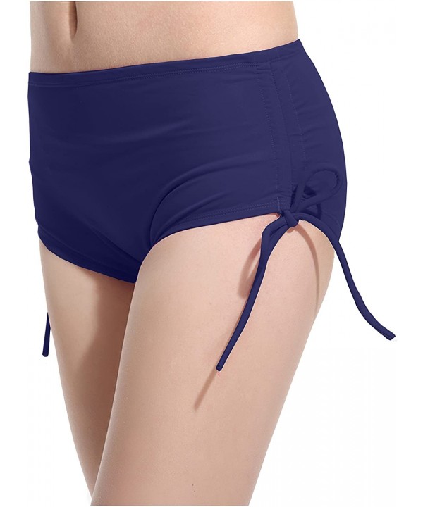 Women's Elastic Tether Swimming Shorts Beach Bikini Brief Flexible Underwear - Navy Blue - CL189SHWD0G $12.40-Racing