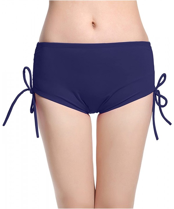 Women's Elastic Tether Swimming Shorts Beach Bikini Brief Flexible Underwear - Navy Blue - CL189SHWD0G $12.40-Racing