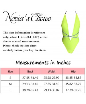 Women Sexy V-Neck Halter Backless One Piece Swimsuit Bathing Suits Swimwear Bikini - Fluorescent Green - CY196U3W2OO $16.29-O...