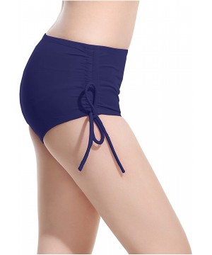 Women's Elastic Tether Swimming Shorts Beach Bikini Brief Flexible Underwear - Navy Blue - CL189SHWD0G $12.40-Racing