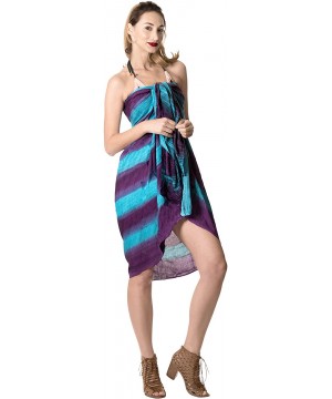 Women's Swimwear Pareo Sarong Bikini Coverups Wrap Skirt Hand Tie Dye - Turquoise_h957 - CP187DE2CGO $12.72-Cover-Ups