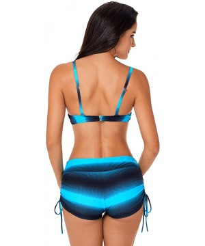 Womens Ombre Shading Push Up Bikini and Boardshort with Bow Swimsuit Bottoms Separates - Blue - C318DM0HDCY $31.88-Bottoms