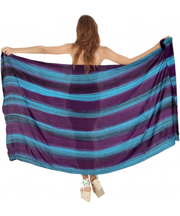 Women's Swimwear Pareo Sarong Bikini Coverups Wrap Skirt Hand Tie Dye - Turquoise_h957 - CP187DE2CGO $12.72-Cover-Ups