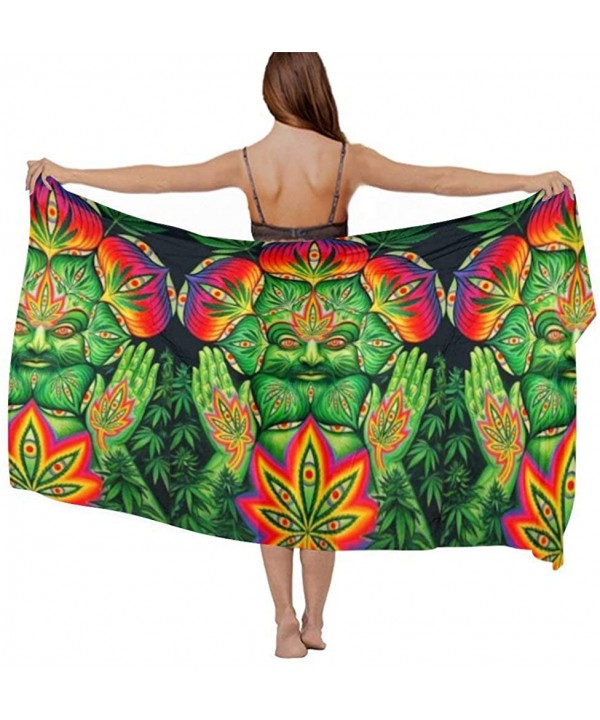 Women Chiffon Scarf Summer Beach Wrap Skirt Swimwear Bikini Cover-up - Third Eye Cannabis Leaf Weed Marijuana - CL190HH6Z5Y $...