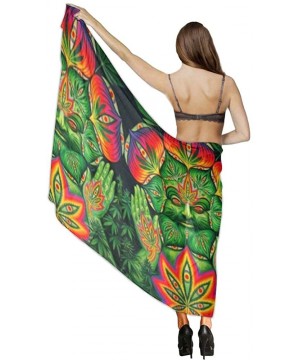 Women Chiffon Scarf Summer Beach Wrap Skirt Swimwear Bikini Cover-up - Third Eye Cannabis Leaf Weed Marijuana - CL190HH6Z5Y $...