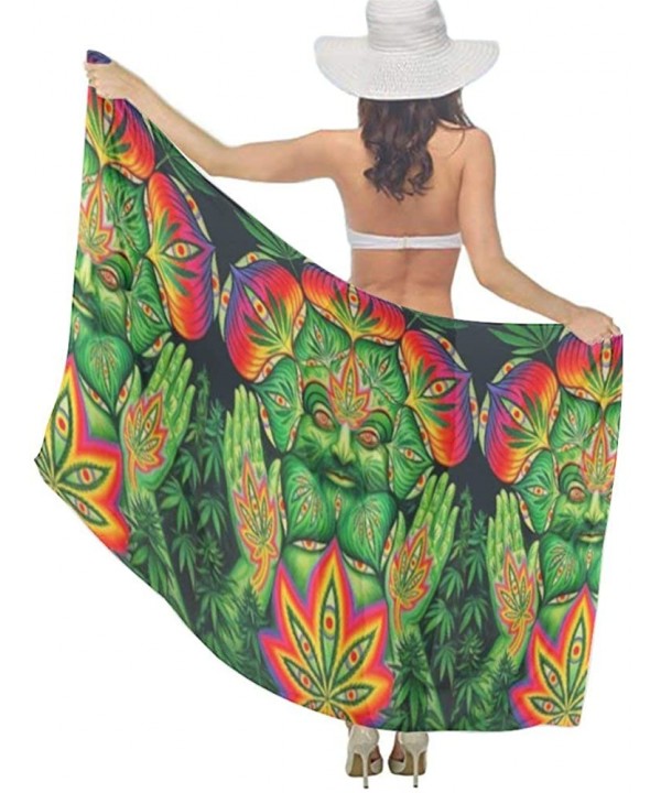 Women Chiffon Scarf Summer Beach Wrap Skirt Swimwear Bikini Cover-up - Third Eye Cannabis Leaf Weed Marijuana - CL190HH6Z5Y $...