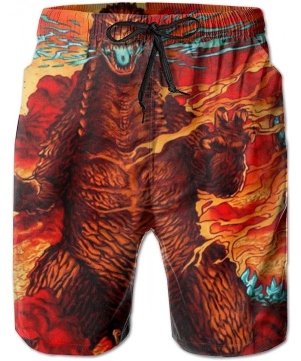 Mens Casual Hawaiian Swim Trunks Retro Board Shorts Quick Dry Beachwear Pants - Godzilla- Cataclysm Giant Dinosaur King of th...