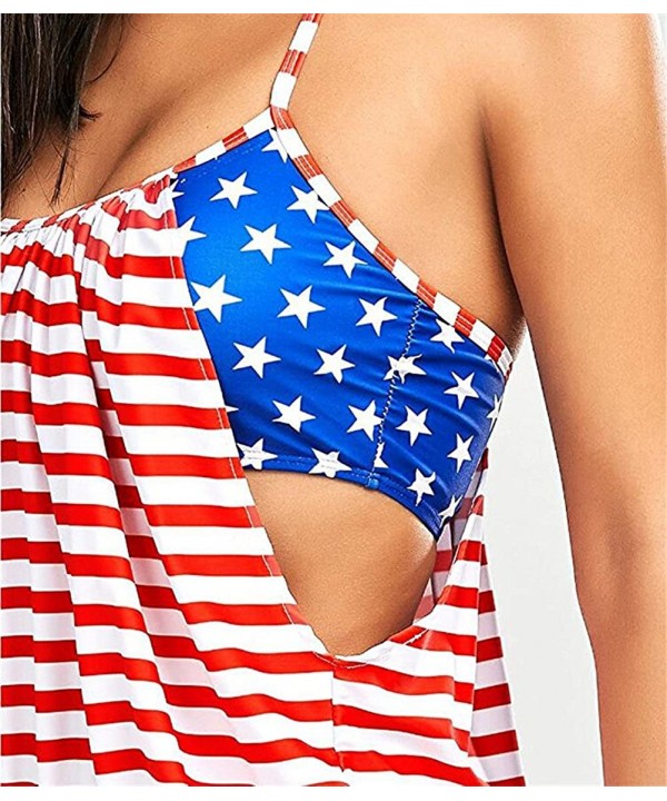 American Flag Bikini-Womens American USA Flag Stripes Tankini Swimsuits Push up Padded Two Piece Bikini Bathing Suit - Red - ...