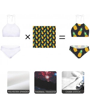 Women's All Over Printing Bikini High Neck Halter 2 Piece Swimsuit - Birds - 1465 - C718QEZUOYU $29.11-Sets