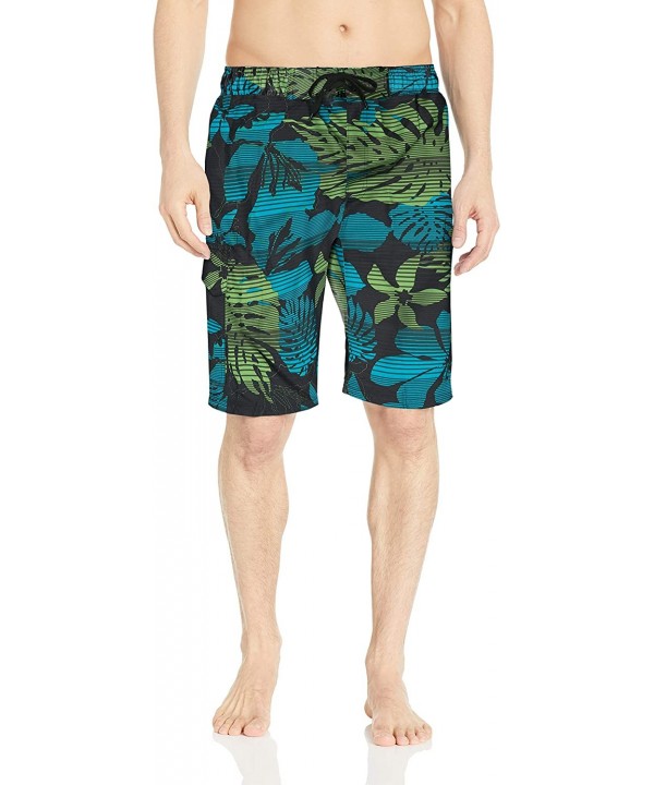 Men's Barracuda Swim Trunks (Regular & Extended Sizes) - Paradise Black/ - CF12N2Q6YV2 $19.67-Trunks