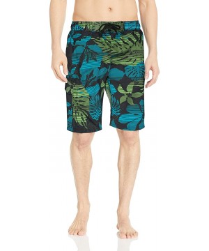 Men's Barracuda Swim Trunks (Regular & Extended Sizes) - Paradise Black/ - CF12N2Q6YV2 $19.67-Trunks