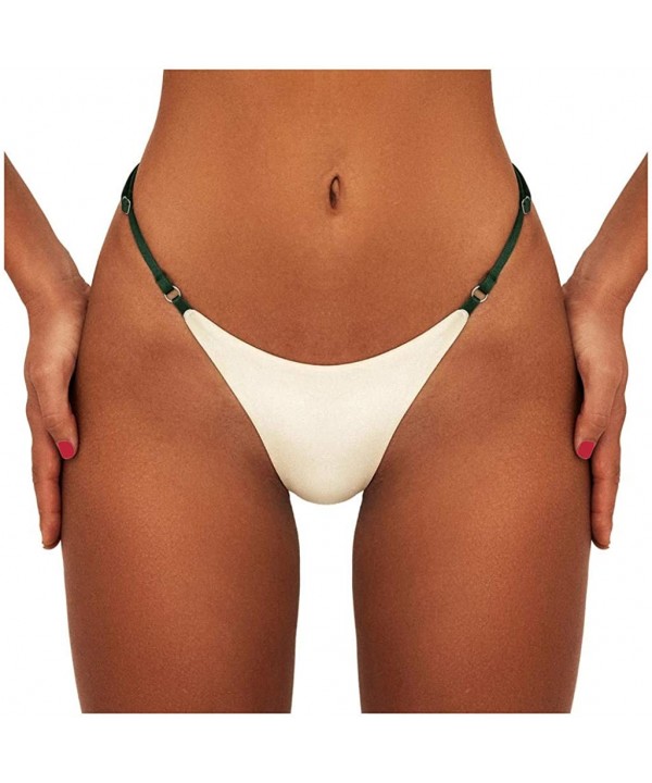 Women's Cheeky Bikini Bottom Sexy Brazilian Cut Swim Thong Strappy Low Rise Swimwear - White - CY194LE3208 $8.84-Tankinis