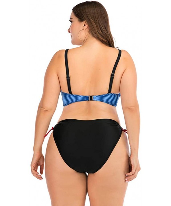 Plus Size Womens High-Waisted Bikini Set Two Pieces Beach Swimwear Bathing Suit Swimsuits - 05 Blue - CT194E2MRZO $13.63-Rash...