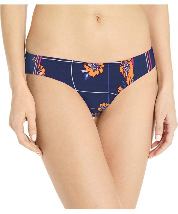 Women's Flirt Reversible Cheeky Cut Bikini Bottom Swimsuit - Margarita Flirt Ink Blue Floral/Ink Blue Rib - C418Y2MUEA5 $53.5...