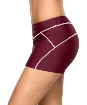 Women's Swim Shorts Boyleg Draw String Tankini Swimsuit Bottom - Wine/Red - C518DQNWM74 $8.65-Tankinis