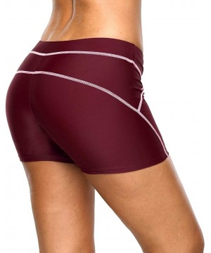 Women's Swim Shorts Boyleg Draw String Tankini Swimsuit Bottom - Wine/Red - C518DQNWM74 $8.65-Tankinis