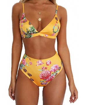 Women Sexy Paded Push-Up Two Piece Bikini Sets Leopard Print Bathing Suit Swimsuits - Yellow - C418S0A40QA $20.32-Sets