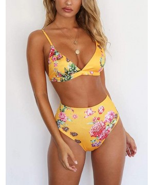 Women Sexy Paded Push-Up Two Piece Bikini Sets Leopard Print Bathing Suit Swimsuits - Yellow - C418S0A40QA $20.32-Sets