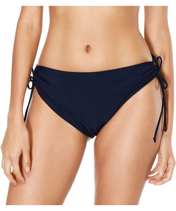 Women's Shirred Side Bikini Bottoms Solid Swim Bottom Swimsuit Briefs - Brief/Navy - CI18RYAYC3D $12.33-Tankinis