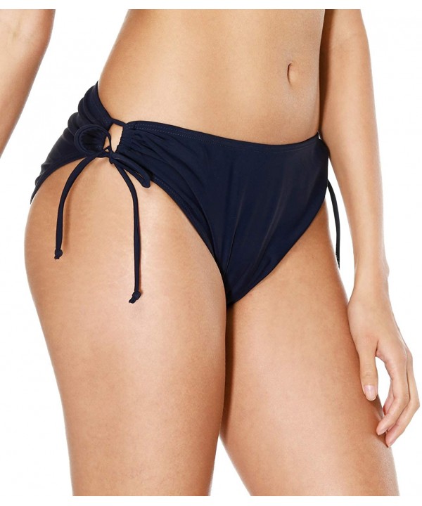 Women's Shirred Side Bikini Bottoms Solid Swim Bottom Swimsuit Briefs - Brief/Navy - CI18RYAYC3D $12.33-Tankinis