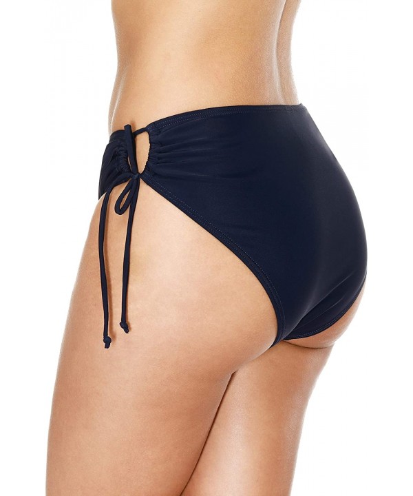 Women's Shirred Side Bikini Bottoms Solid Swim Bottom Swimsuit Briefs - Brief/Navy - CI18RYAYC3D $12.33-Tankinis