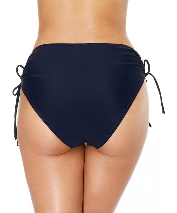 Women's Shirred Side Bikini Bottoms Solid Swim Bottom Swimsuit Briefs - Brief/Navy - CI18RYAYC3D $12.33-Tankinis