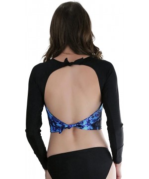 Women's Long Sleeve Rash Guard Bikini Tops or Sets - Scatter Blue - CA17YTTN0IE $22.74-Rash Guards