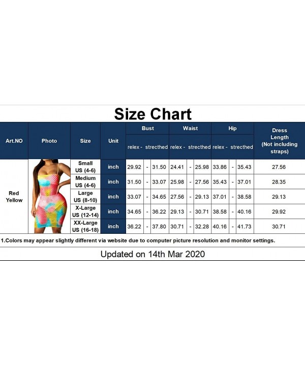 Women's Sexy Mesh Cover Ups Swimwear Bodycon Spaghetti Straps Bikini Bathing Suit See Through Beach Dresses Red Yellow - C219...