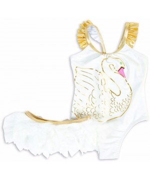 Little Girls Swan Princess One Piece with Skirt SS024 6-12 / White - C112NTFUUOC $22.67-One-Pieces