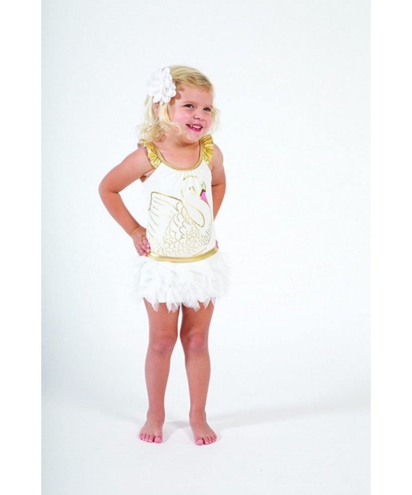 Little Girls Swan Princess One Piece with Skirt SS024 6-12 / White - C112NTFUUOC $22.67-One-Pieces