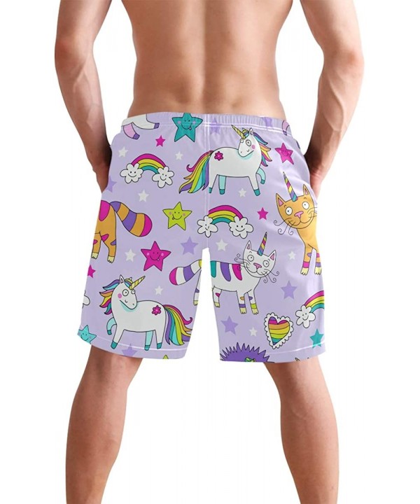 Men's Swim Trunks Musical Guitar Pattern Quick Dry Board Shorts with Drawstring and Pockets - Colorful Unicorn - CF18R397OYC ...