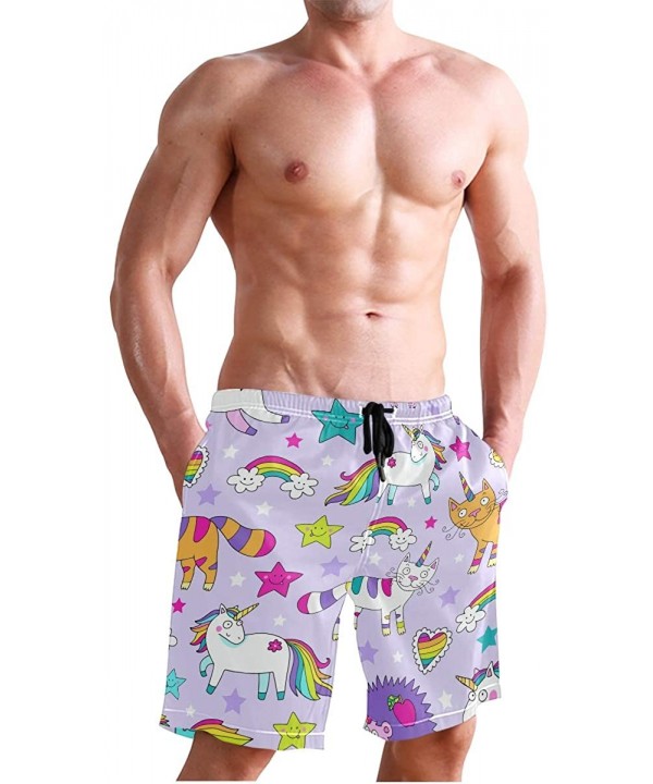 Men's Swim Trunks Musical Guitar Pattern Quick Dry Board Shorts with Drawstring and Pockets - Colorful Unicorn - CF18R397OYC ...