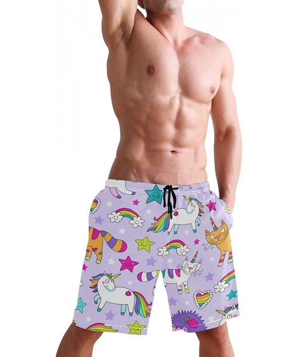 Men's Swim Trunks Musical Guitar Pattern Quick Dry Board Shorts with Drawstring and Pockets - Colorful Unicorn - CF18R397OYC ...