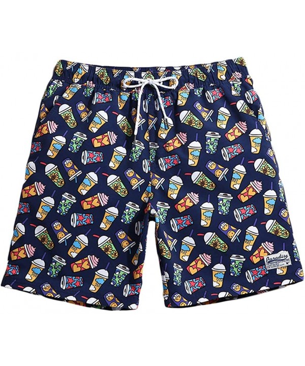 Mens Animal Emojy Prints Swimwear Quick Dry Swim Trunks with Mesh Lining-Pocket - 9 Icecream - CD18REX8M52 $19.66-Trunks