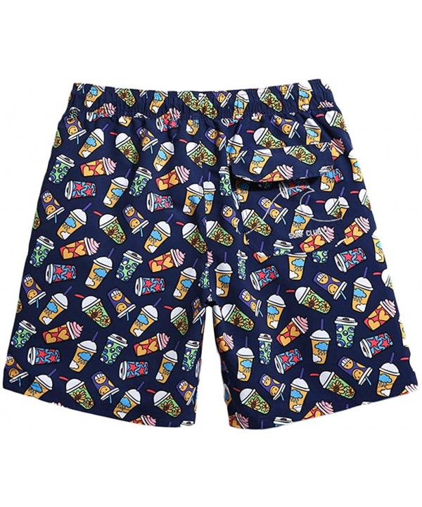 Mens Animal Emojy Prints Swimwear Quick Dry Swim Trunks with Mesh Lining-Pocket - 9 Icecream - CD18REX8M52 $19.66-Trunks