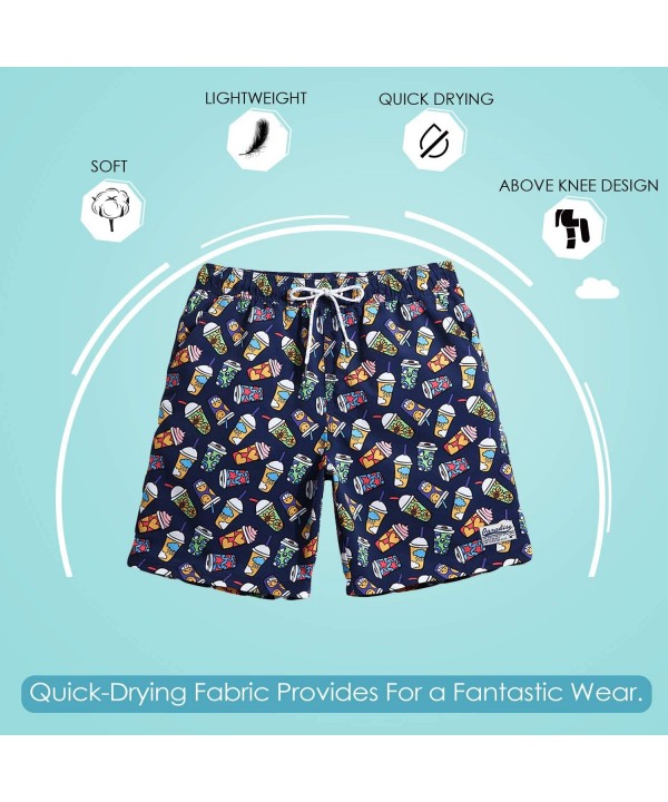 Mens Animal Emojy Prints Swimwear Quick Dry Swim Trunks with Mesh Lining-Pocket - 9 Icecream - CD18REX8M52 $19.66-Trunks