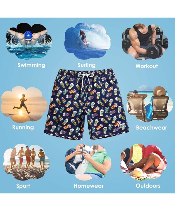 Mens Animal Emojy Prints Swimwear Quick Dry Swim Trunks with Mesh Lining-Pocket - 9 Icecream - CD18REX8M52 $19.66-Trunks