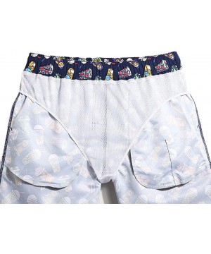 Mens Animal Emojy Prints Swimwear Quick Dry Swim Trunks with Mesh Lining-Pocket - 9 Icecream - CD18REX8M52 $19.66-Trunks