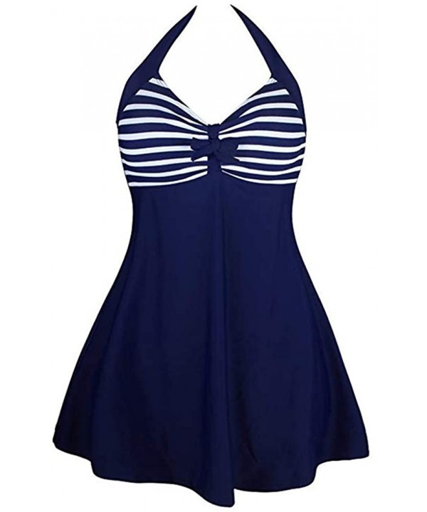 One Piece Swimsuits for Women Striped Slimming Monokini Floral Skirted Swimwear Bathing Suits Swimdress - Blue - CP18QH0WEH9 ...