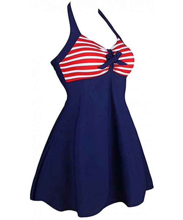 One Piece Swimsuits for Women Striped Slimming Monokini Floral Skirted Swimwear Bathing Suits Swimdress - Blue - CP18QH0WEH9 ...