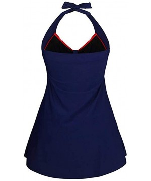 One Piece Swimsuits for Women Striped Slimming Monokini Floral Skirted Swimwear Bathing Suits Swimdress - Blue - CP18QH0WEH9 ...