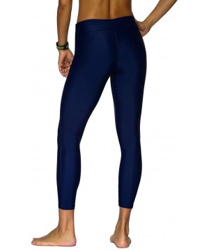 Women's Swimwear Capri Quick Dry Stretch Water Sports Leggings - Navy-1136 - CE18DQQRU6E $14.51-Board Shorts